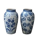 alte keramik spülbecken □ Reine handgemalten blauen und weißen Ton Topf Blumenarrangement