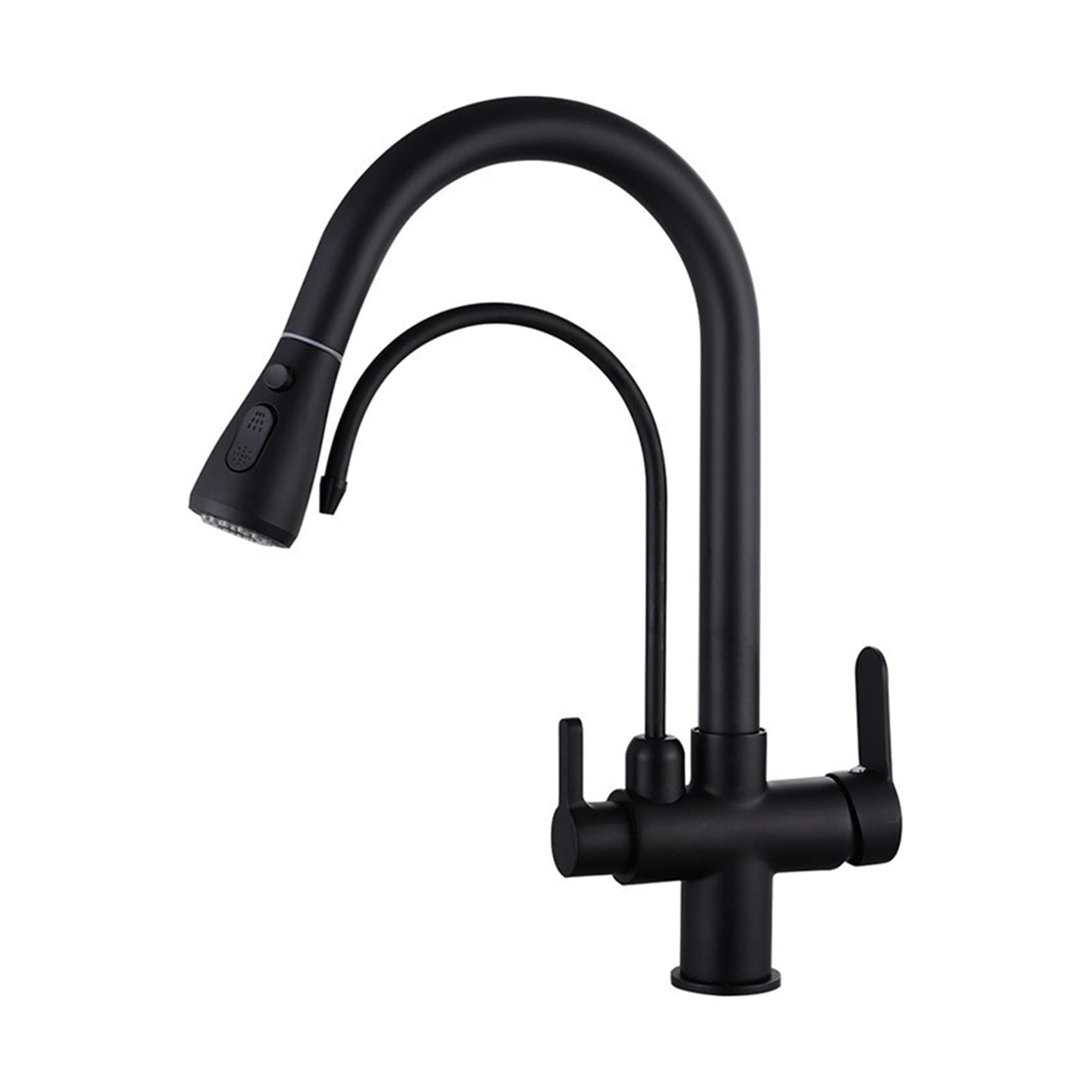 Kit de garniture de robinet noir mat en laiton pour évier de cuisine