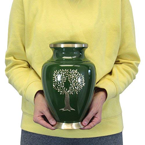 Trupoint Memorials Cremation Urns for Human Ashes - Decorative Urns, Urns for Human Ashes Female & Male, Urns for Ashes Adult Female, Funeral Urns - Green, Large