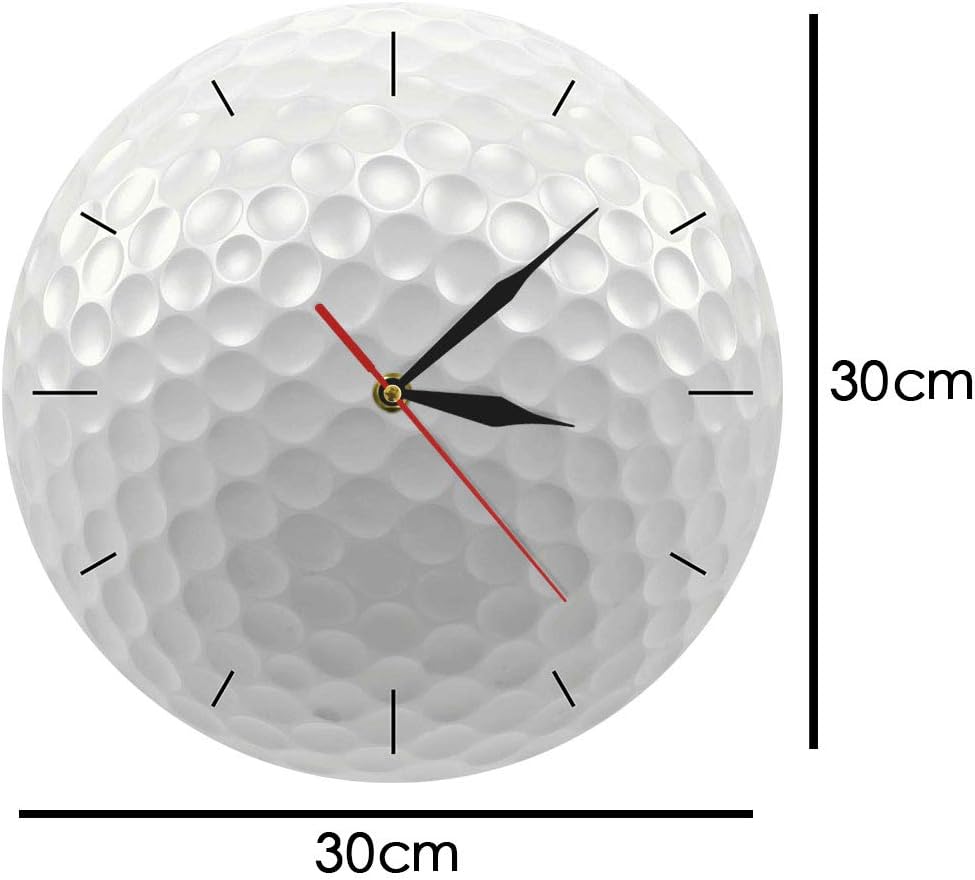 The Geeky Days Golf Ball Round Frameless Custom Your Name Printed Wall Clock Silent Non Ticking 3D Vision Decorative Wall Watch Sports Golf Club Wall Art Golfers Gift