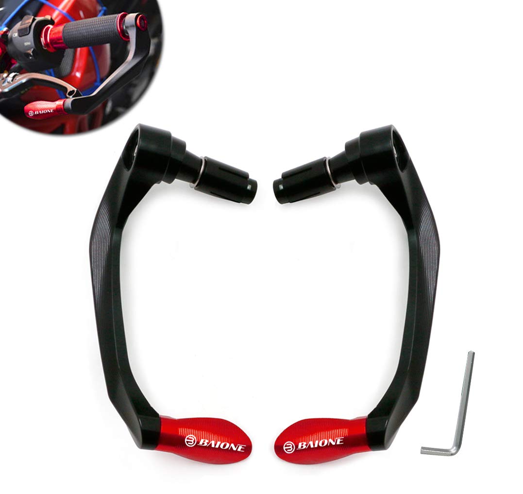 BAIONE 7/8'' Motorcycle Handguards Universal CNC Brake Clutch Lever Guards Handlebar Protector for Yamaha Kawasaki Suzuki Honda Ducati BMW (Red)