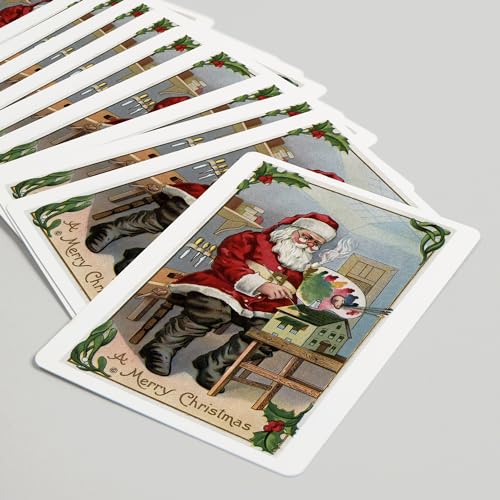 Lantern Press Christmas Greeting, Santa Painting, 52 naipes póker miniatura 5