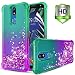 LG K40/LG K12 Plus/LG X4 2019/LG Solo LTE/LG Harmony 3/LMX420/LG Xpression Plus 2 Case,w HD Screen Protector Quicksand Bling Glitter TPU Bumper Shockproof Protective Case for Women/Girls.Mint/Purple