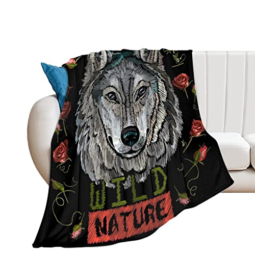 Couverture flanelle loup sauvage plaid polaire contre le froid hiver