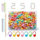 Suhfuib 250 PCS Stitch Markers for Crochet and Knitting, Locking Plastic Stitch Counter Clips, 7 Large-Eye Needles and Storage Case, Essential Crochet Accessories and Supplies for Amigurumi DIY Crafts