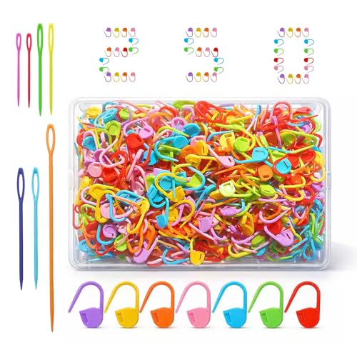 Suhfuib 250 PCS Stitch Markers for Crochet and Knitting, Locking