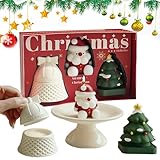 Winter Duftkerzen - Luxus Duftkerzen Set in Form von 3 Weihnachtskerzen, Weihnachtsmann, Glocke und Weihnachtsbaum | Handgefertigte Duftdekorationen, festliche Tischdekoration und Geschenkset