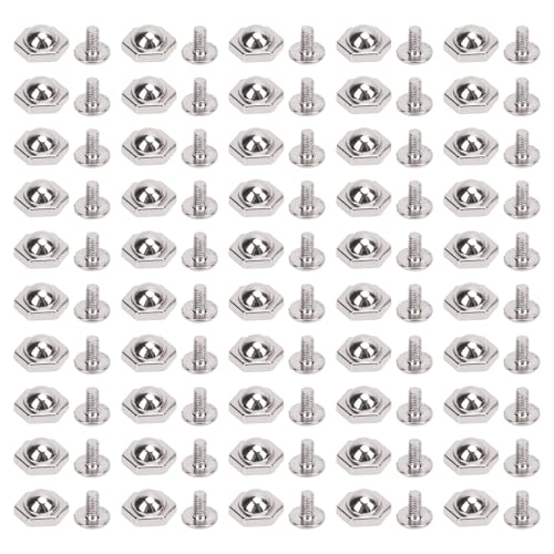 50 juegos de remaches hexagonales de 10 mm y tornillos ranurados, remaches metálicos para cuero, pasadores para cinturones, bolsos, zapatos y decoración de prendas; herrajes de (Plata)