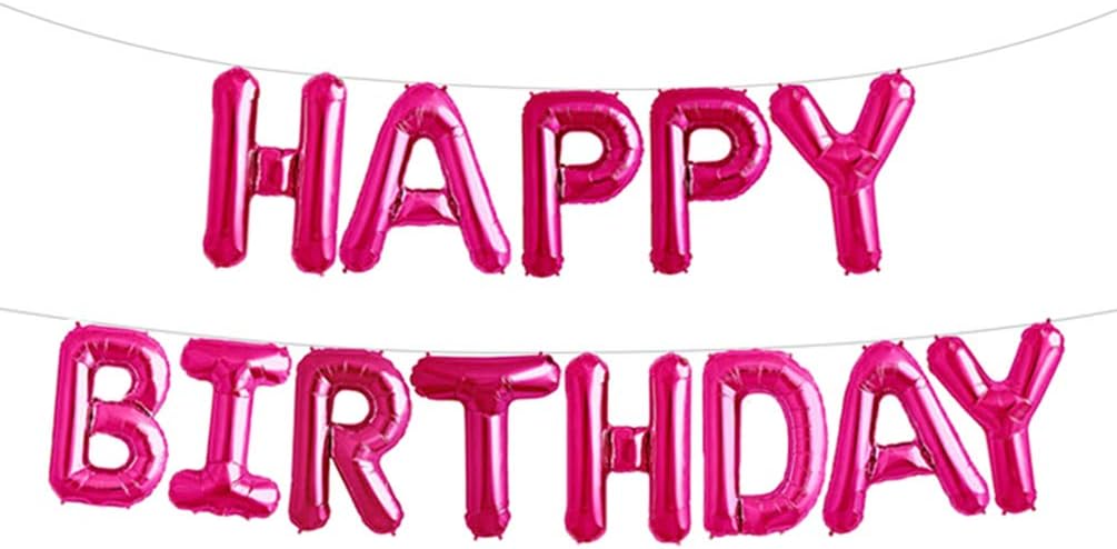 SGODA Happy Birthday Mylar Balloons Letters Balloon Pink