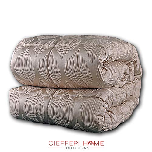 Cieffepi Home Collections Trapunta Matrimoniale Onda con 2 Cuscini 40x40 cm in Coordinato (Ecrù)