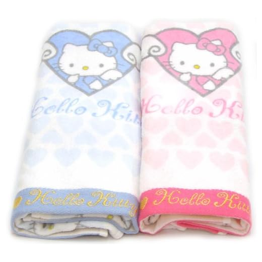 Hello Kitty Towel Set 2 pcs 31.5X15.7 100% Cotton Bath Shower Pink Blue