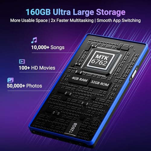 Image of MECHEN 160GB WiFi MP3 Player with Bluetooth, Android 13 and Wi-Fi Streaming, 5 inch 1080P IPS Display, preinstalled Audible, Amazon Music, Spotify, Play Store