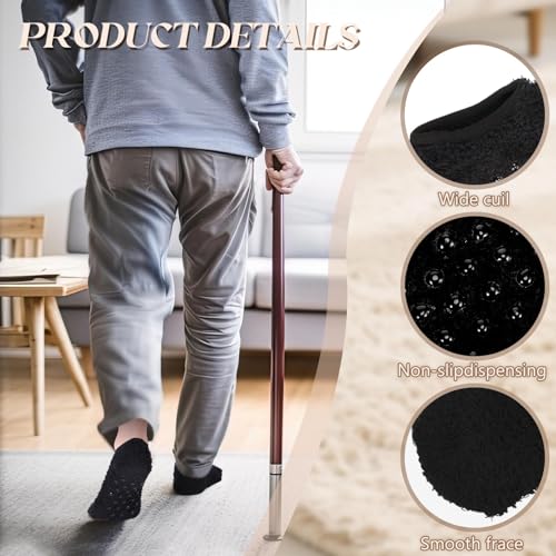 4 Pairs Non Slip Hospital Socks with Grips for Women, Fuzzy Slipper Socks for Women Winter Warm Soft Fluffy Sleep3