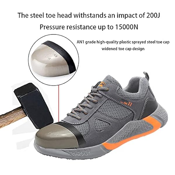 Staal Toed Werkschoenen Veiligheidsschoen Heren Dames,Veiligheidsschoenen Met Stalen Cap Beschermt De Voeten Tegen Vallende Of Rollende Voorwerpen,Grey▁41