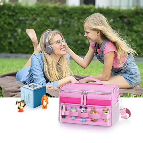 Kenobee Travel Bag For Toniebox And Yoto Player, Large Capacity Audio Player Carry Case, With Transparent Bag For Tonies Figures, Mesh Pocket For Player Cards And Creative Tonies Characters, Pink #TOP6