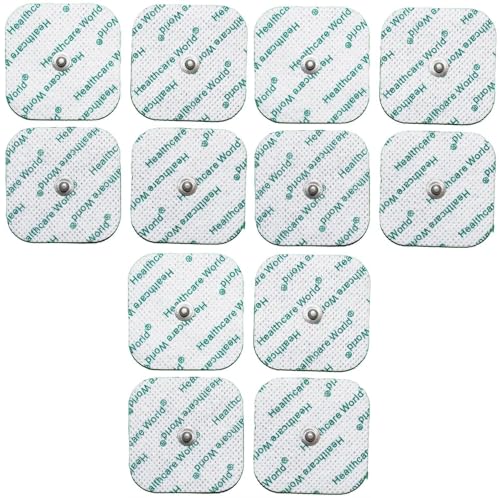 Tens EMS Electrode Pads with 3.5mm Stud for Tens Machines Suitable for Beurer Sanitas and Many More Devices by Healthcare World – Pack of 12