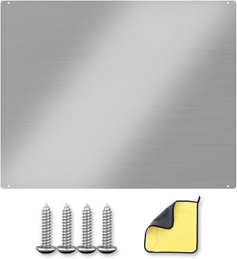36"x24" Stainless Steel Backsplash Pre-Drilled Stove Backsplash, Easy Install Flat Metal Panel for Kitchen Wall, Grease Resistant