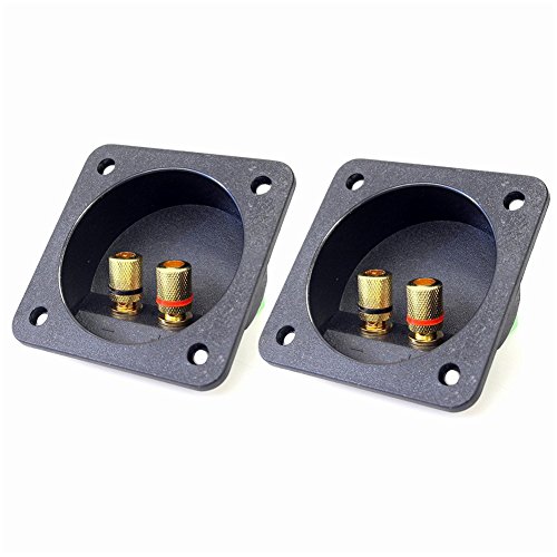 Uikdjgu DIY EstÉReo Tornillo Conectores De Copa Conectores De Subwoofer Enchufe De 2 VÍAs Caja De Bornes De ConexiÓN Terminal, 2 Pcs Negro