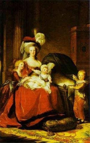 GFM Painting Reproducción de pintura al óleo pintada a mano por retrato de la reina María Antonieta con niños, pintura al óleo de Louise Elisabeth Vigee Le Brun - 72 por 96 pulgadas