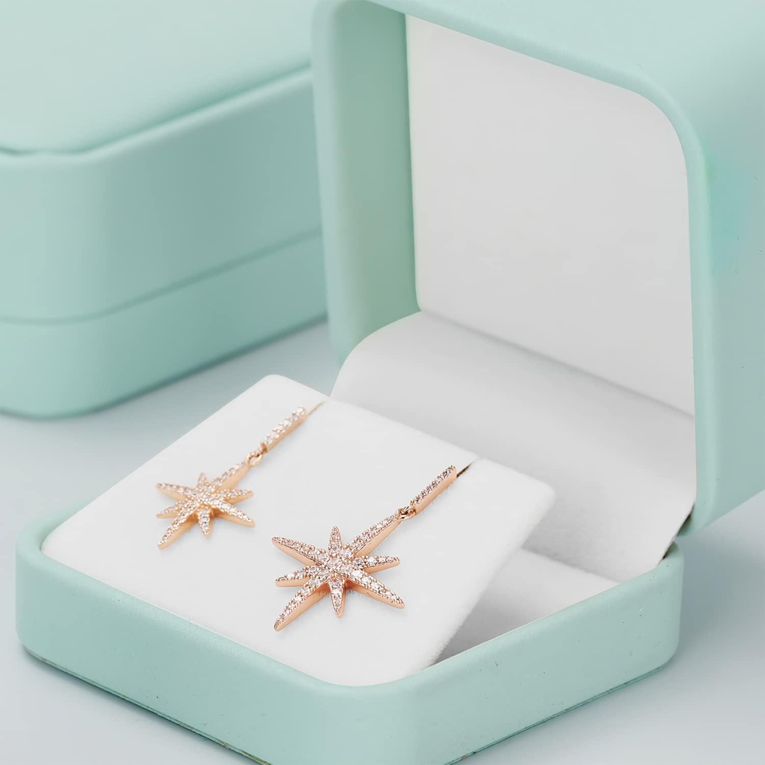 Mint Green PU Leather Velvet Lined Earring Gift Box image 5