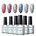 UV LED Nail Polish 6pcs Soak Off Starry Gel Nail Art Starter Kit Shimmer Manicure Lacquer Varnish Gift Set FairyGlo 10ml 018