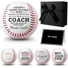 Eurzom 6 Pcs Best Baseball Coach Gift Set Include 4 Pcs 9 Inch Printed Leather Baseball with Greeting Card and Gift Box Thank You Gifts for Coaches