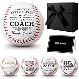 Eurzom 6 Pcs Best Baseball Coach Gift Set Include 4 Pcs 9 Inch Printed Leather Baseball with Greeting Card and Gift Box Thank You Gifts for Coaches