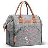 Srotek Nurse Gifts for Women - Embroidered Nurse Lunch Bag for Work, Large Capacity Wide-Open Lunch Box Insulated Reusable Lunch Tote Cooler Bag, Practical Nurse Accessories for Daily Use, Grey