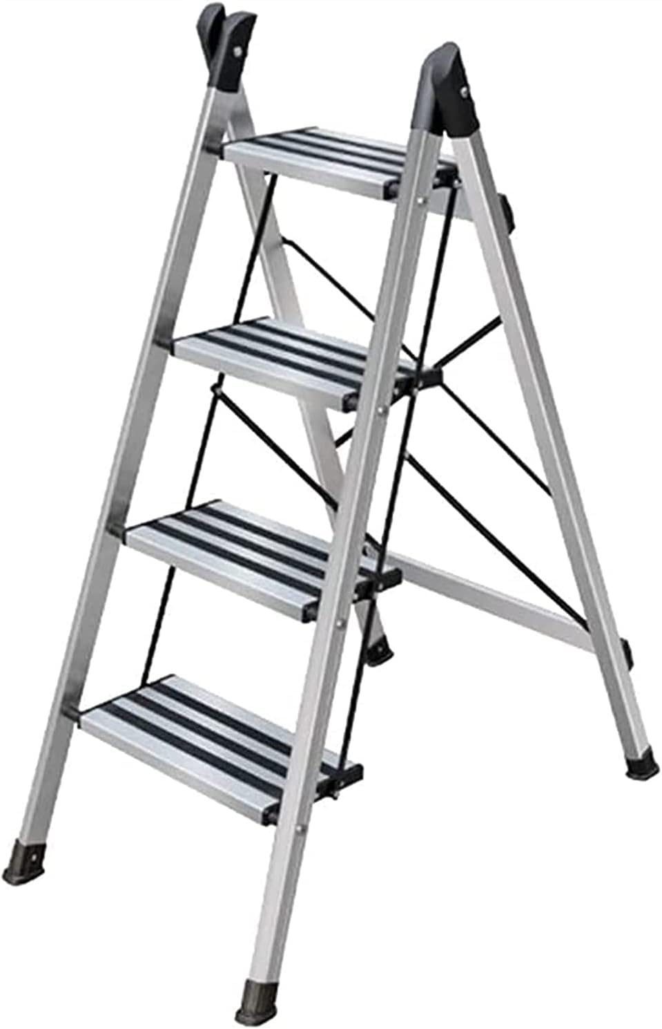 Escalera plegable de aluminio, escalera multifuncional para el hogar y la oficina, escalera ligera y portátil de 3 escalones para un fácil acceso y escalada segura