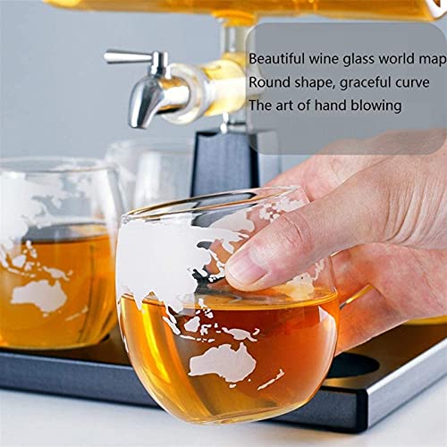 Decanter Plant zeilboot Decanter whisky fles met 4 geëtste globe whisky bril, en massief houten frame, voor scotch… - Image 8