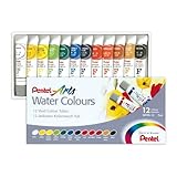 Aquarela Wfrs à Base de Água Pentel Arts 12 Cores