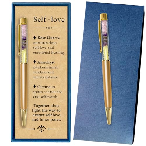 Hesuuho Crystal Pens for Women, New Beginning Inspirational Gifts,for Nurses, Teachers, Coworkers & Farewells, Leaving, New Job - with Gift Box & Card,Perfect Valentine&rsquo;s Day Gift (Self Love)