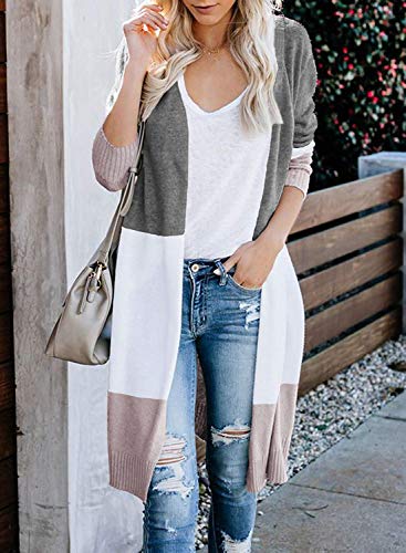 Cardydony Women Knitwear Long Sleeve Basic Knit Cardigan Sweater Gray B M #TOP1