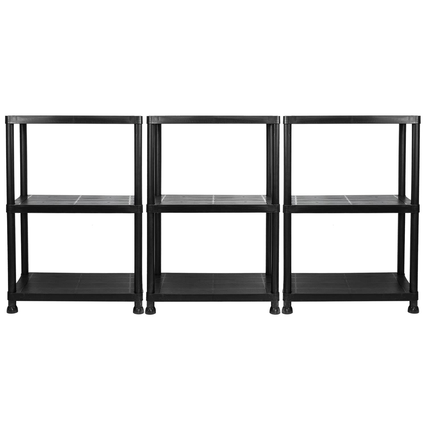 Garage Storage Shelves Black Plastic Shed Office 3 4 or 5 Tier Shelving Unit (3, 3 Tier)