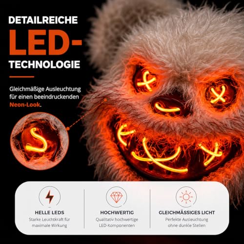 TK Gruppe Timo Klingler LED Teddy Halloween Maske - wie aus Purge steuerbar, Gesicht leuchtend, für Halloween… – Ansicht 2
