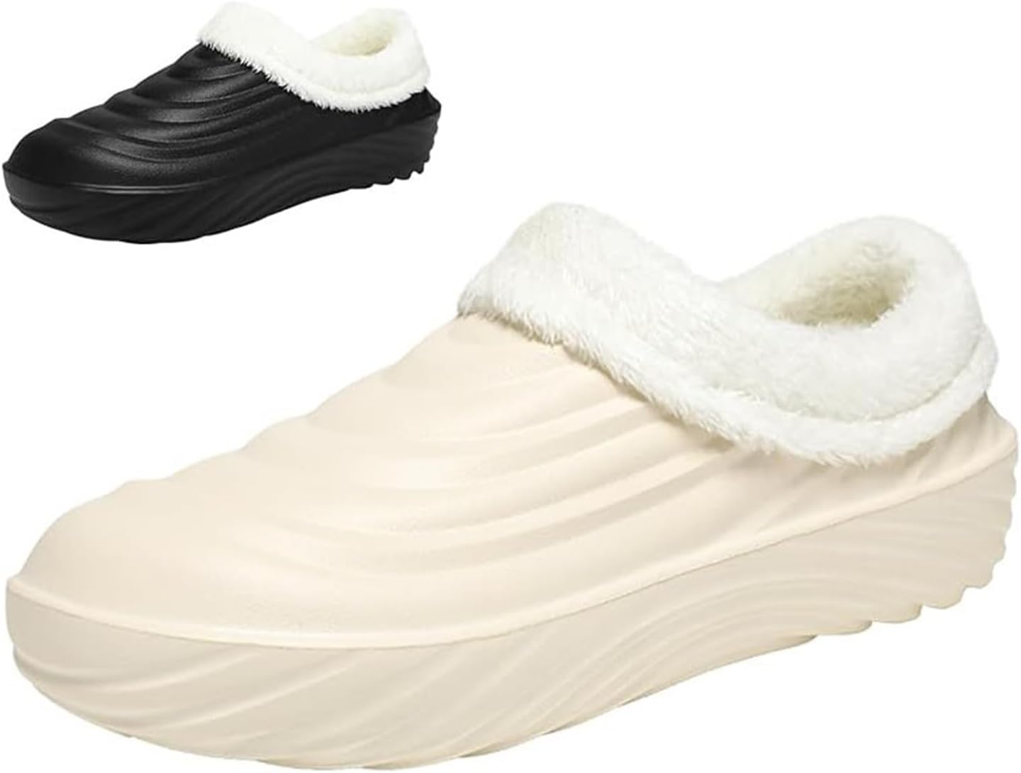 Men's Non Slip Winter Warm Plush Lined Waterproof Oil Resistant Cotton Chef Shoes, Fashion Slip-On Food Service Nurse Garden Restaurant Working Shoes, for Indoor, Outdoor Work