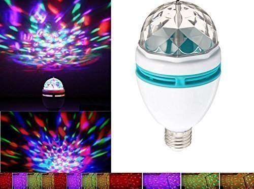 Lingtoolator tai Rotating Strobe LED Crystal Stage Light for Disco Party Club Bar Dj .Ball Bulb Multi Changing Color [Energy C