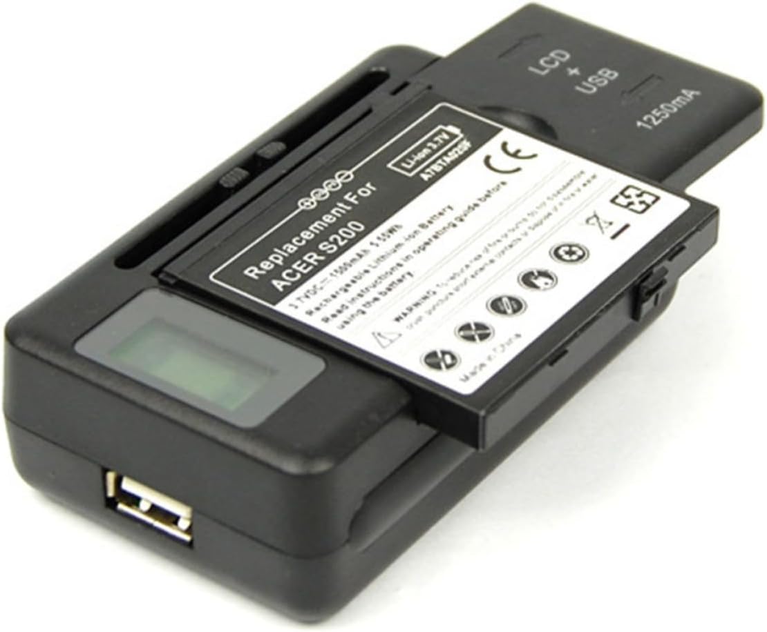 Universal Battery Charger with LCD Screen, US Plug Adapter, Black ABS