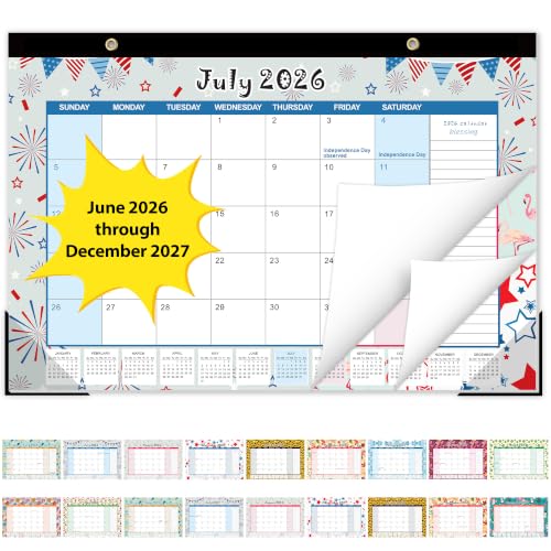 Image of GuassLee Desk Calendar 2026-2027, Desktop Calendar Monthly Pages 17 inch x 11.5 inch Runs from Jun.2026 to Dec. 2027-19 Monthly Hanging Calendar with Corner Protectors for School, Home and Office