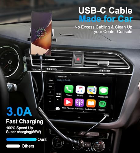 USB C Cable 6ft, 2Pack USB A to USB C 3A Fast Charging, Coiled Type C Charger Cord for Car USB-C Cable Compatible with iPhone 16/15/Plus/Pro/Pro Max/Samsung Galaxy A10e A20 A50 S20 Plus S10E Note 20