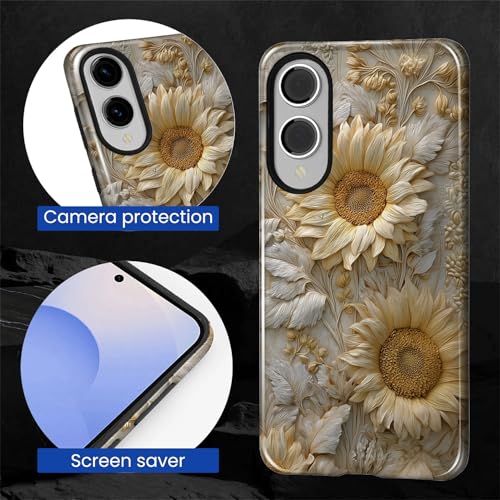 Case for Samsung Galaxy S25 Edge,Durable Drop Protection Shockproof Silicone + Hard PC 2 in 1 Hybrid Protective Cover with Stylish Pattern Design- Sunflower Sunshine Positive by Generic - Used condition - Image 2