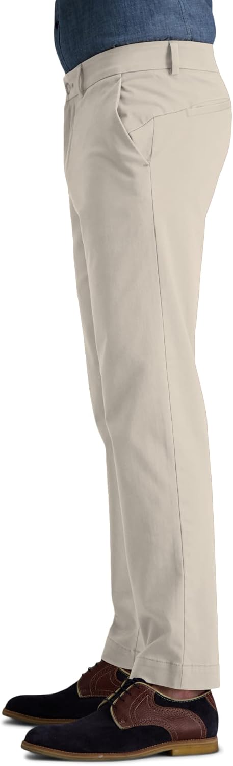 Haggar Mens Life Khaki Comfort Flat Front Straight Fit Chino Pant - Image 3