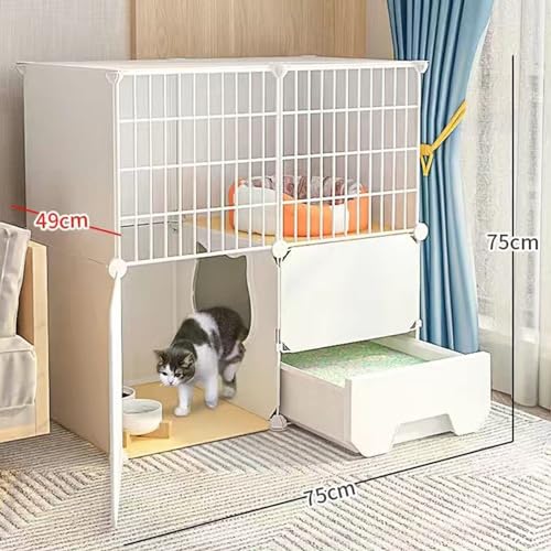 Katzenkäfig mit Katzentoilette, Indoor-Katzenlaufstall, abnehmbarer Metalldraht, Kätzchen-Zwinger, Kiste, Kleintierkäfig für Kätzchen, Meerschweinchen, Häschen und Chinchilla, 1-2 Katzen (Fa-7