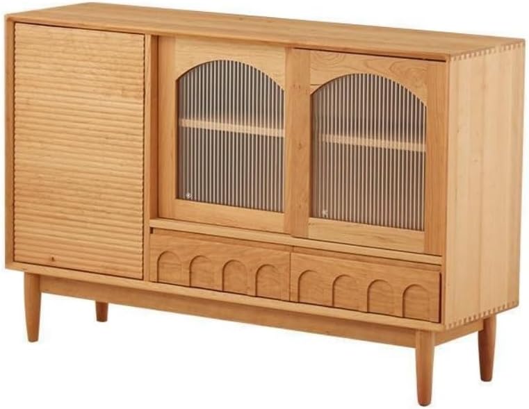 Sideboard Buffet Cabinet Solid Wood Dining Room Storage Cabinet Living Room Entrance Storage Cabinet Kitchen Sideboard Cupboard Kitchen Storage Cabinets(M:130cmX40cmX91cm)