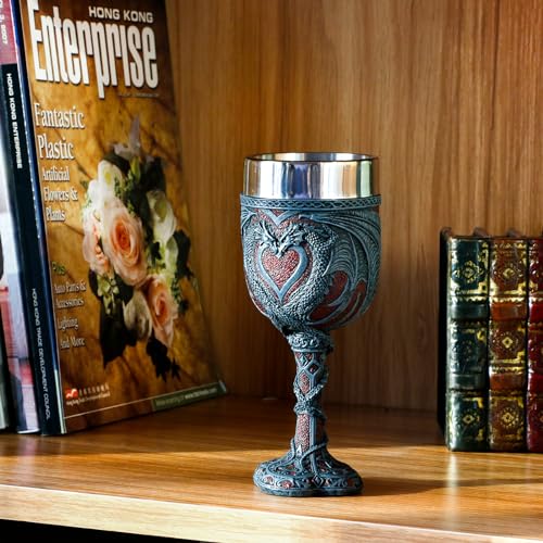 Goblet de vinho de dragão duplo medieval – Cálice de vinho para os namorados Dungeons and Dragons –