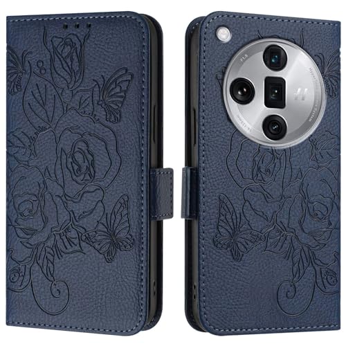 Housse Oppo Find X7 Ultra antichoc finitions premium en cuir PU bleu à rabat