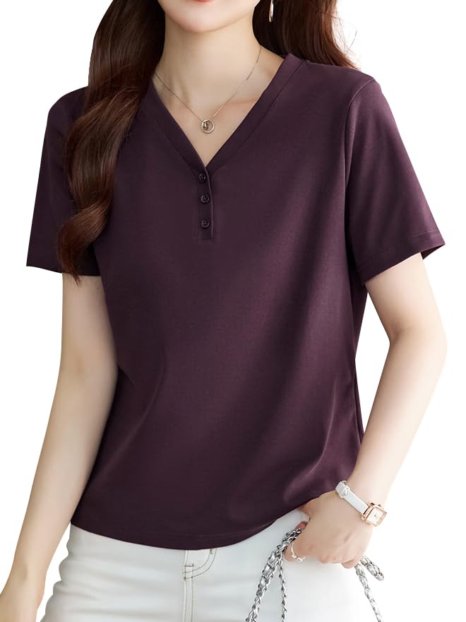 Blouse style Henley femme douce pour éviter la chaleur en été