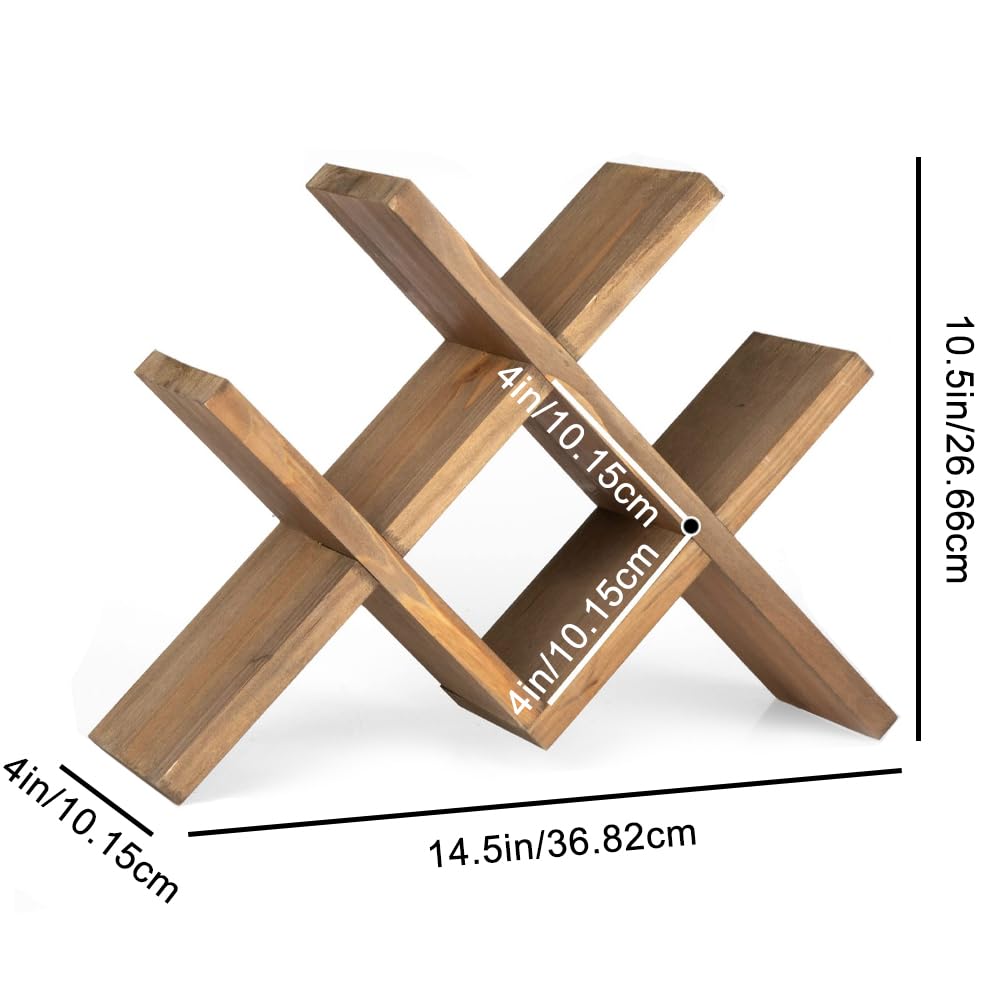 SOONHUA Countertop Rack, Wooden Rack 4 Tiers Stackable Bottle Holder for 12 Bottles, Space- Saving Countertop Storage Shelf for Kitchen, Restaurant, Bar