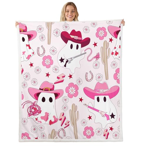 Couverture fantôme rose et blanc douce 152x203cm Manfei - 2