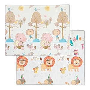 Relaxdays Speelmat dieren, dubbelzijdig, vrij van schadelijke stoffen, afwasbaar, 195 x 155 cm, XPE-schuim, speeltapijt…